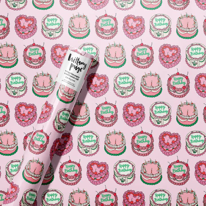 Brittany Paige - Wholesale Wrapping Paper Roll - Vintage Birthday Cakes Wrapping Paper Roll