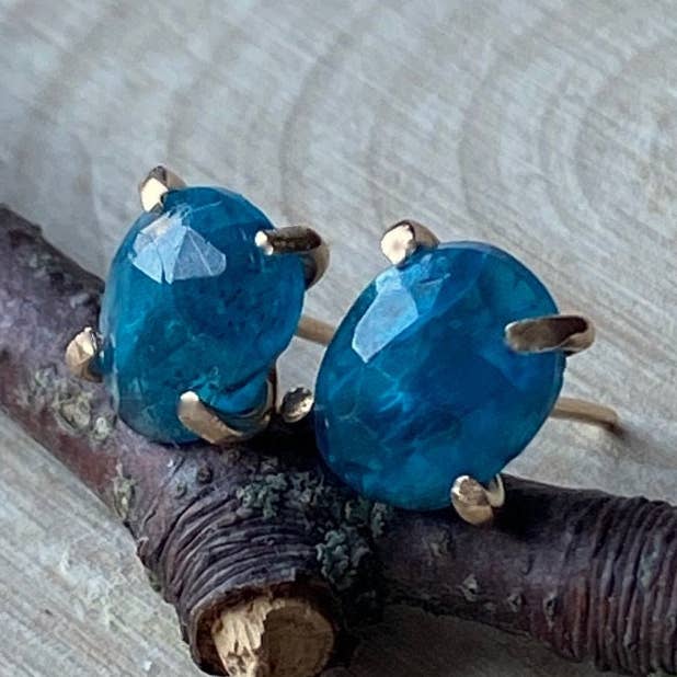 Rose Cut Blue Apatite Post Stud Earrings for wholesale by Cantik