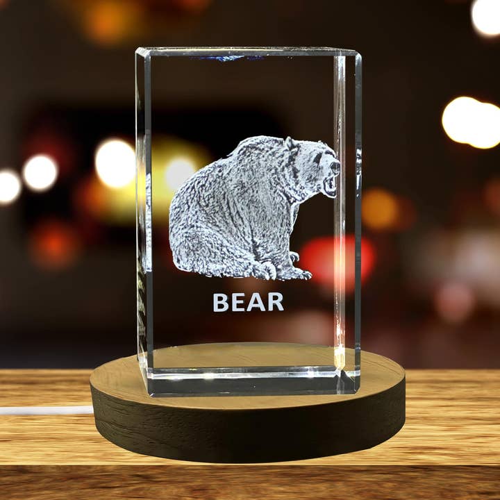Recognition 3D Engraved Crystal Bear Gift - Animal Unique for wholesale by AB Crystal Collection