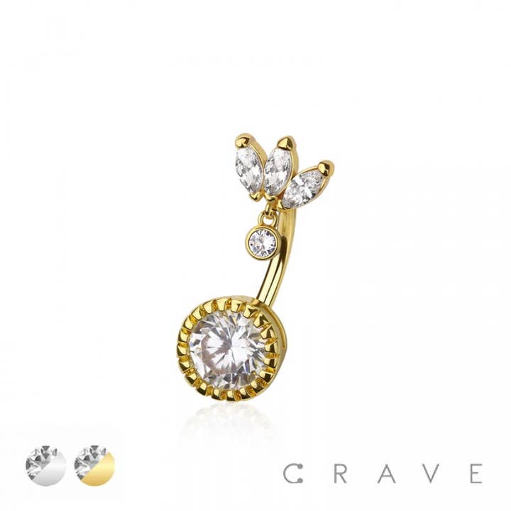 ACCIAIO CHIRURGICO 316L MULTI CZ MARQUISE VENTAGLIO SUPERIORE PENDENTE CON CASTONE per la vendita all'ingrosso da parte di CRAVE