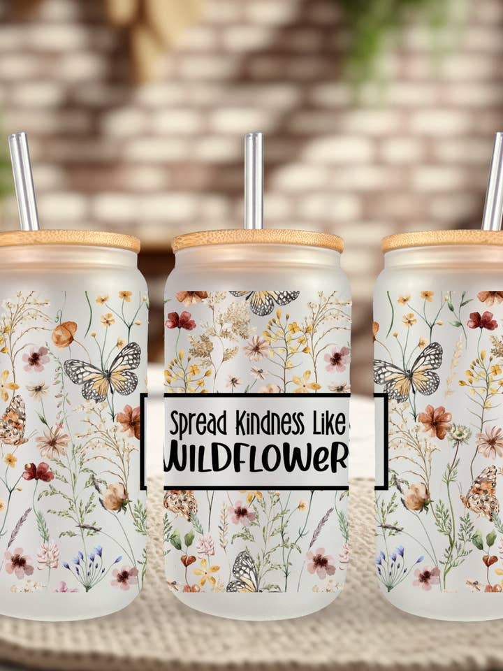 Boîte en verre de 16 oz : répandez la gentillesse comme les fleurs sauvages pour la vente par The Inspiration Haven