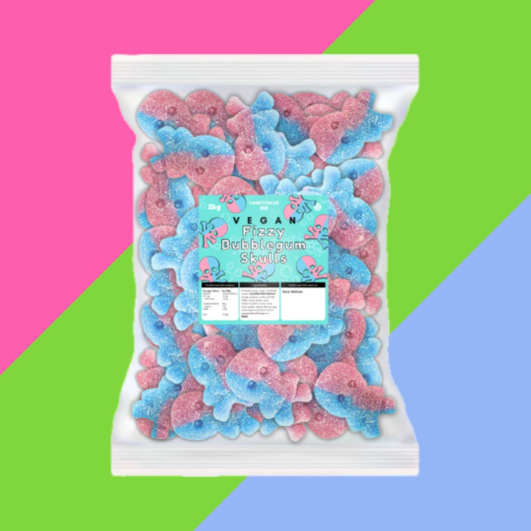 Gaffney's Sweets & Treats Wholesale - Wholesale Gummy - Candycrave Vegan Fizzy Bubblegum Skulls 2kg