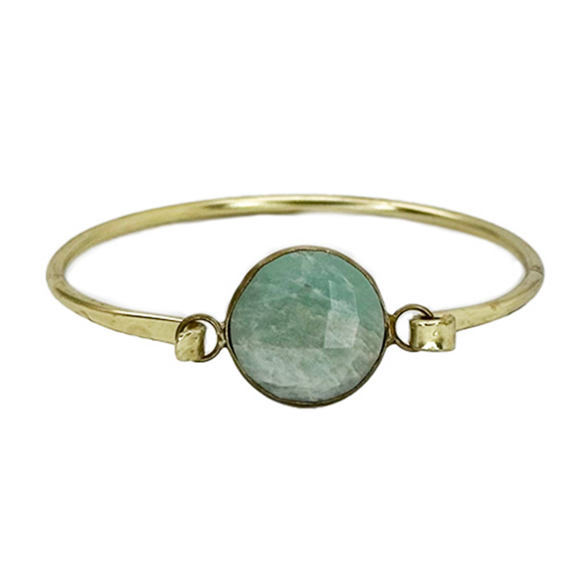 Anju Jewelry - Wholesale Bangle Bracelet - Gold Plated Bracelet with Semi-Precious Stone - Amazonite2
