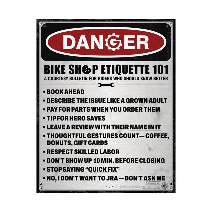 One Gear Short of Normal - Wholesale Poster - US Safety Sign Edition (Q1) — Bike Shop Etiquette 1011