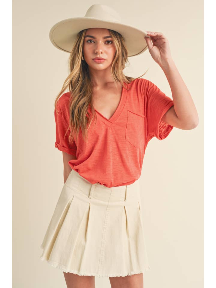 AEMI + CO - Wholesale T-Shirt - Women's - 8286DK Zoie V-Neck Short Sleeve Top 5