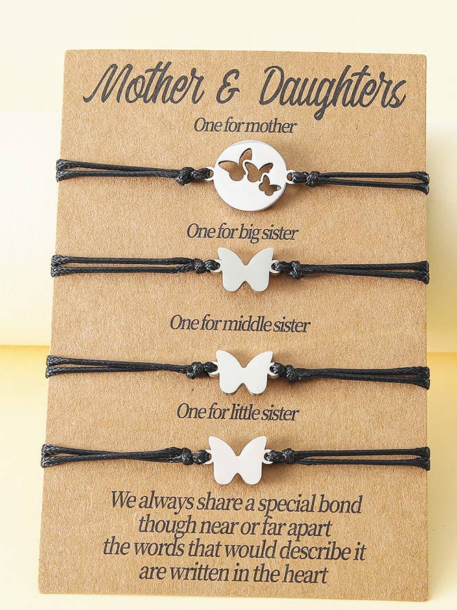 Mother's Day Mother and Daughter Butterfly Braided Bracelet for wholesale by UNISHE