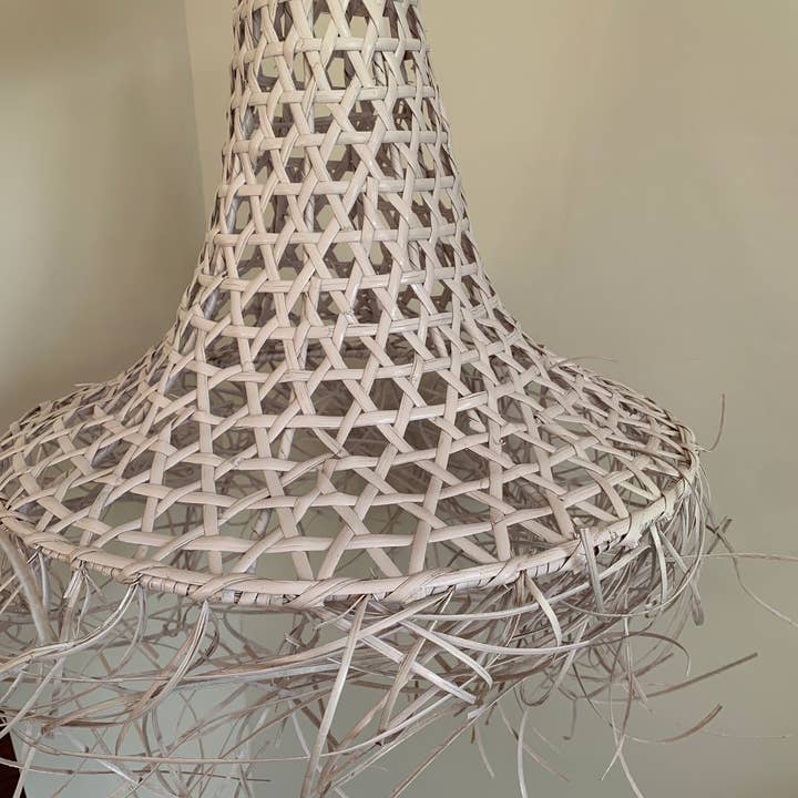 Jak Jak Home - Wholesale Lamp Shade - White Straw Wicker Woven Fringe Lampshade