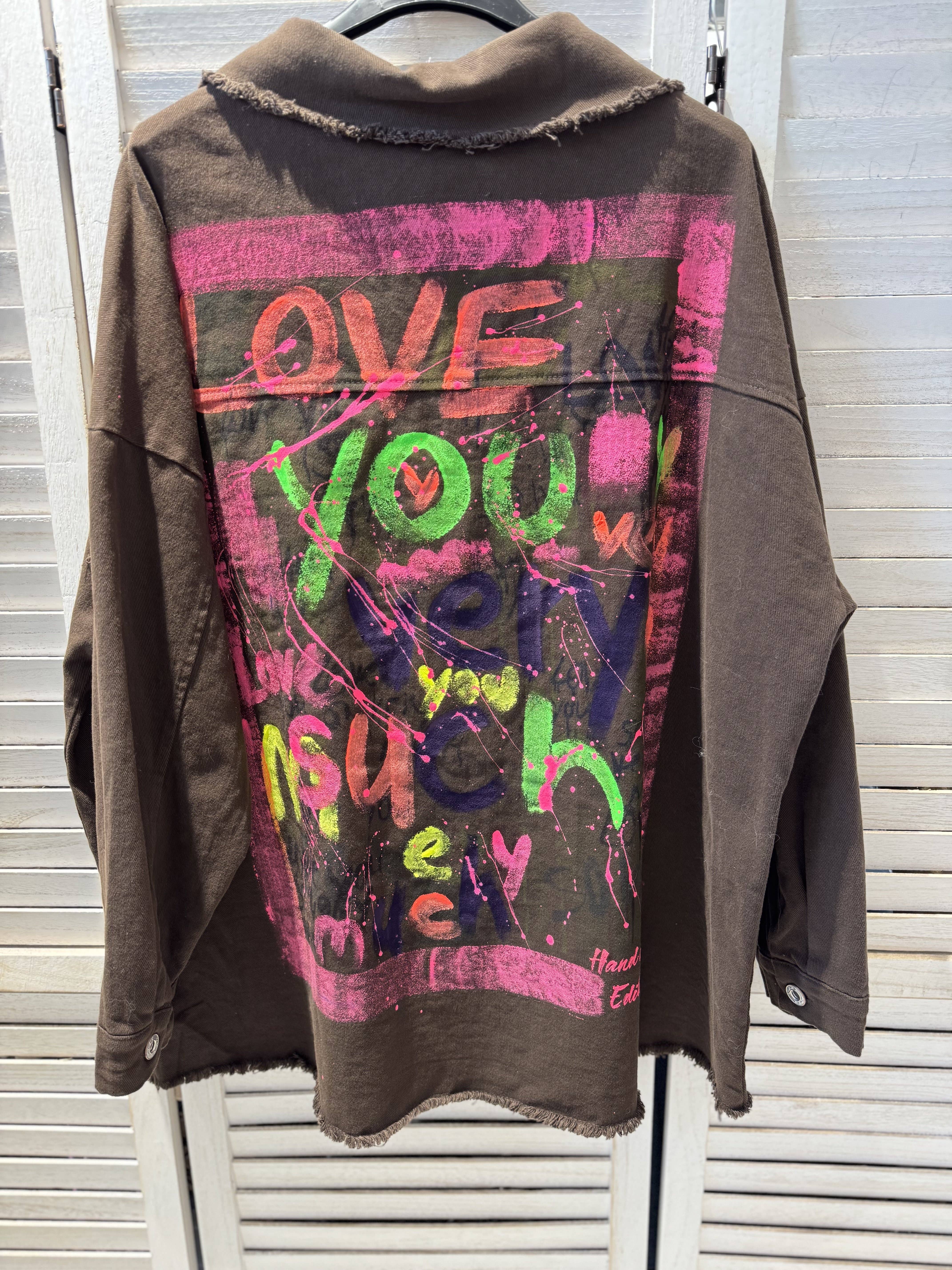 Brown Oversized jacket with graphic print for wholesale on Faire4