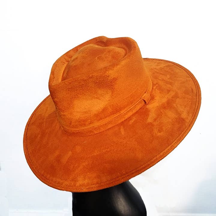 Freebird Revolution - Wholesale Fedora - Women's - Heart Shaped Orange Hat Vegan Suede Wholesale1