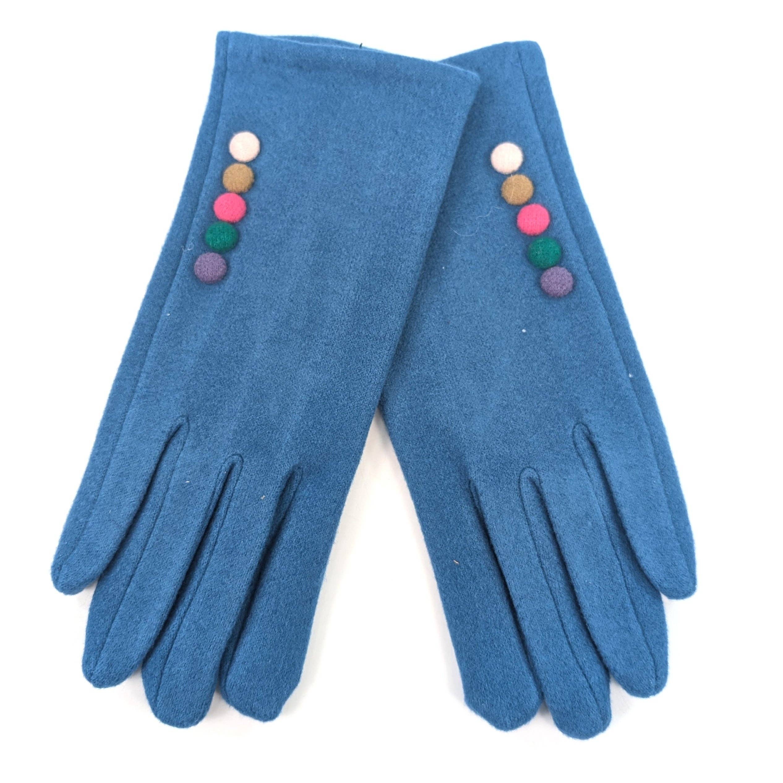 Black Ginger – wholesale Gloves – Women's – Buttoned Gloves - Blue2