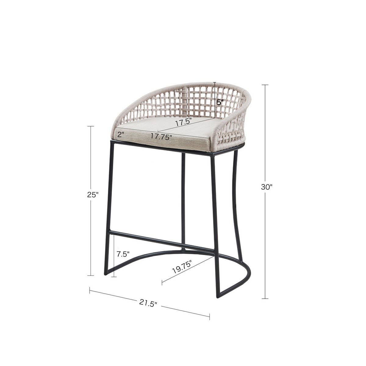Olliix - Wholesale Stool - Rope Woven Low-Back Counter Stool7