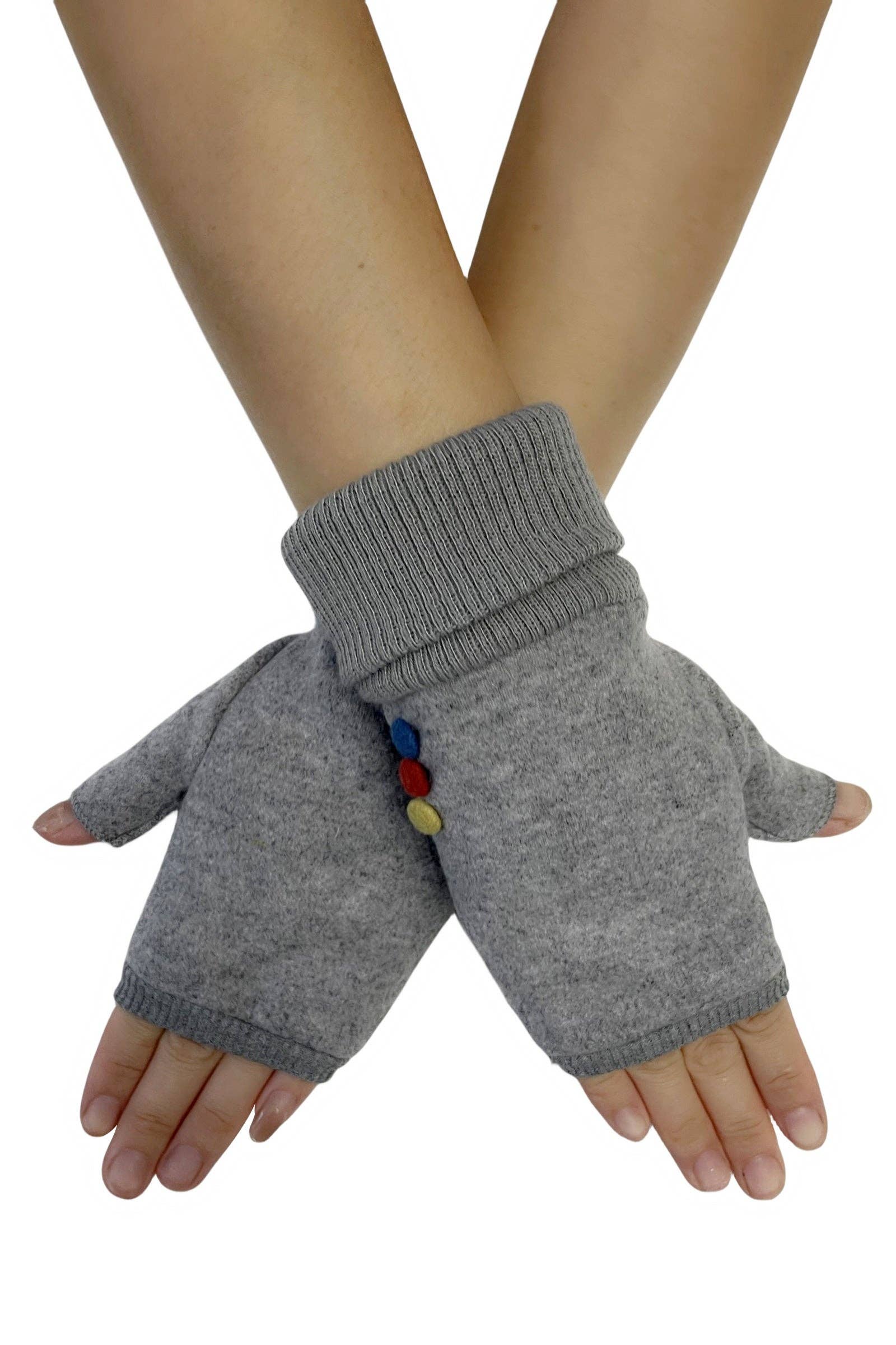 Fashion Scarf World – wholesale Gloves – Women's – Elasticated Plain Button Fingerless Gloves2