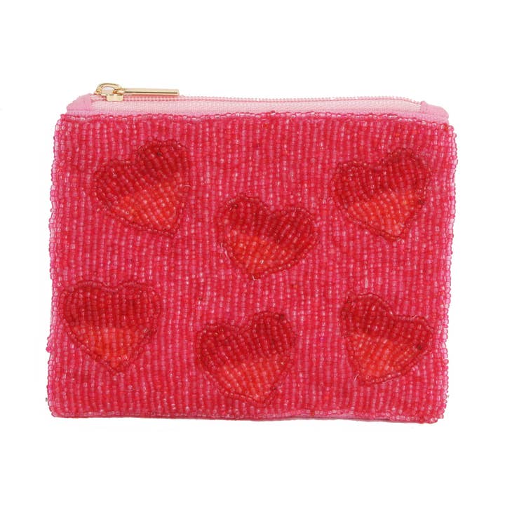 Nima Accessories Inc - Wholesale Coin Purse - Women's - Ladies Fully Beaded RED Multi HEART Coin Purse0