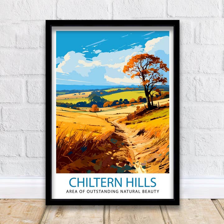 Chilterns AONB Poster English Countryside Art Chilterns Landscape Poster UK Nature Reserve for wholesale by InkNPrintz