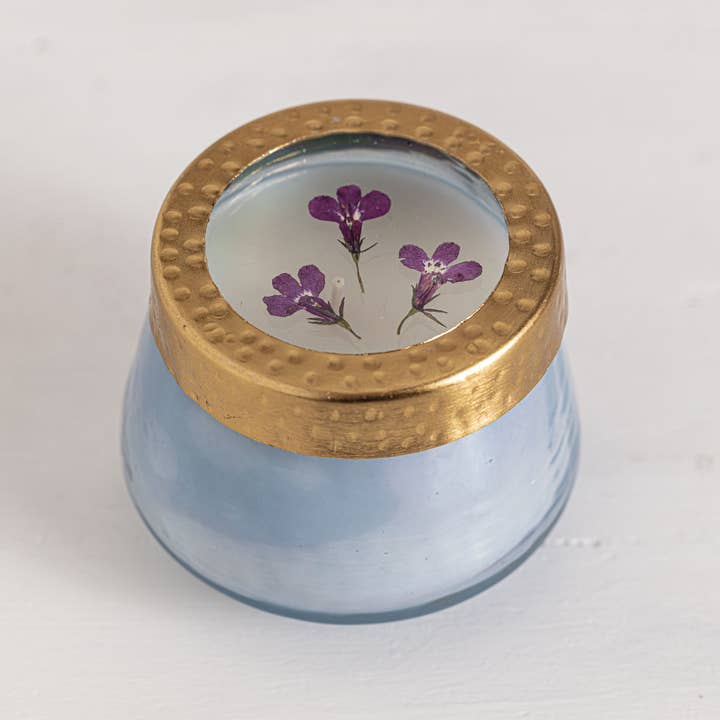 Rosy Rings - Wholesale Jar/Filled Candle - Berry Fig Small Watercolor Pressed Floral Candle