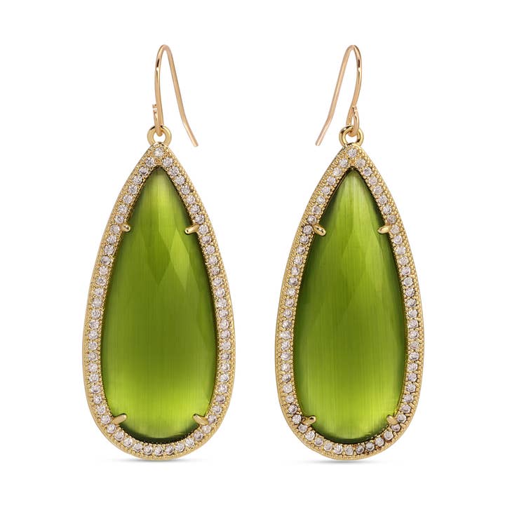 Splendid Iris - Wholesale Dangle Earrings - Phoebe, Long Shimmer Stone Earrings, SALE