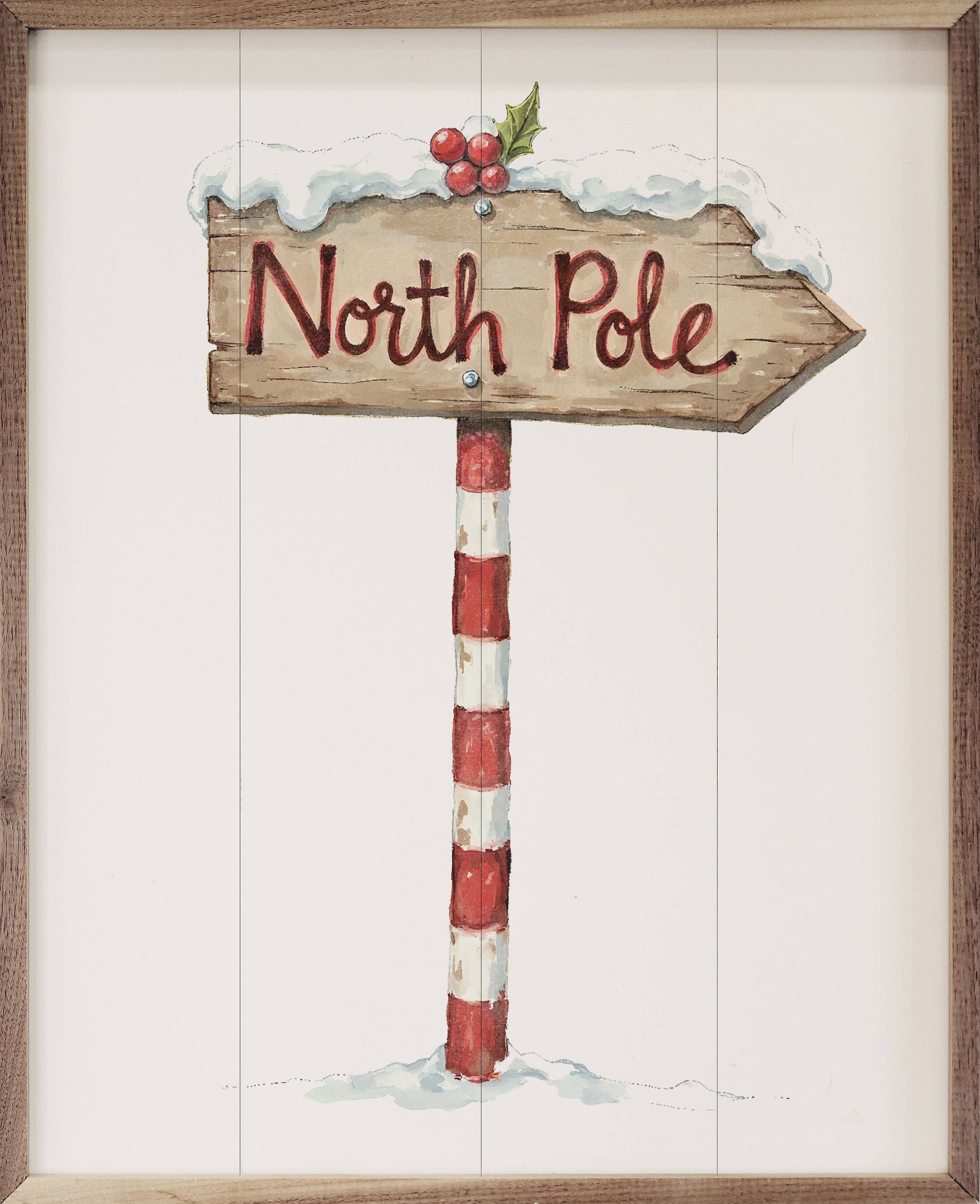 Kendrick Home - Wholesale Wood Wall Art - Christmas North Pole Sign0