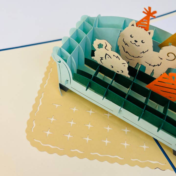 The Paper Mix - Wholesale Birthday Card - Party On Blue Coach POP UP GREETING CARD, 3D Pop Up Card8