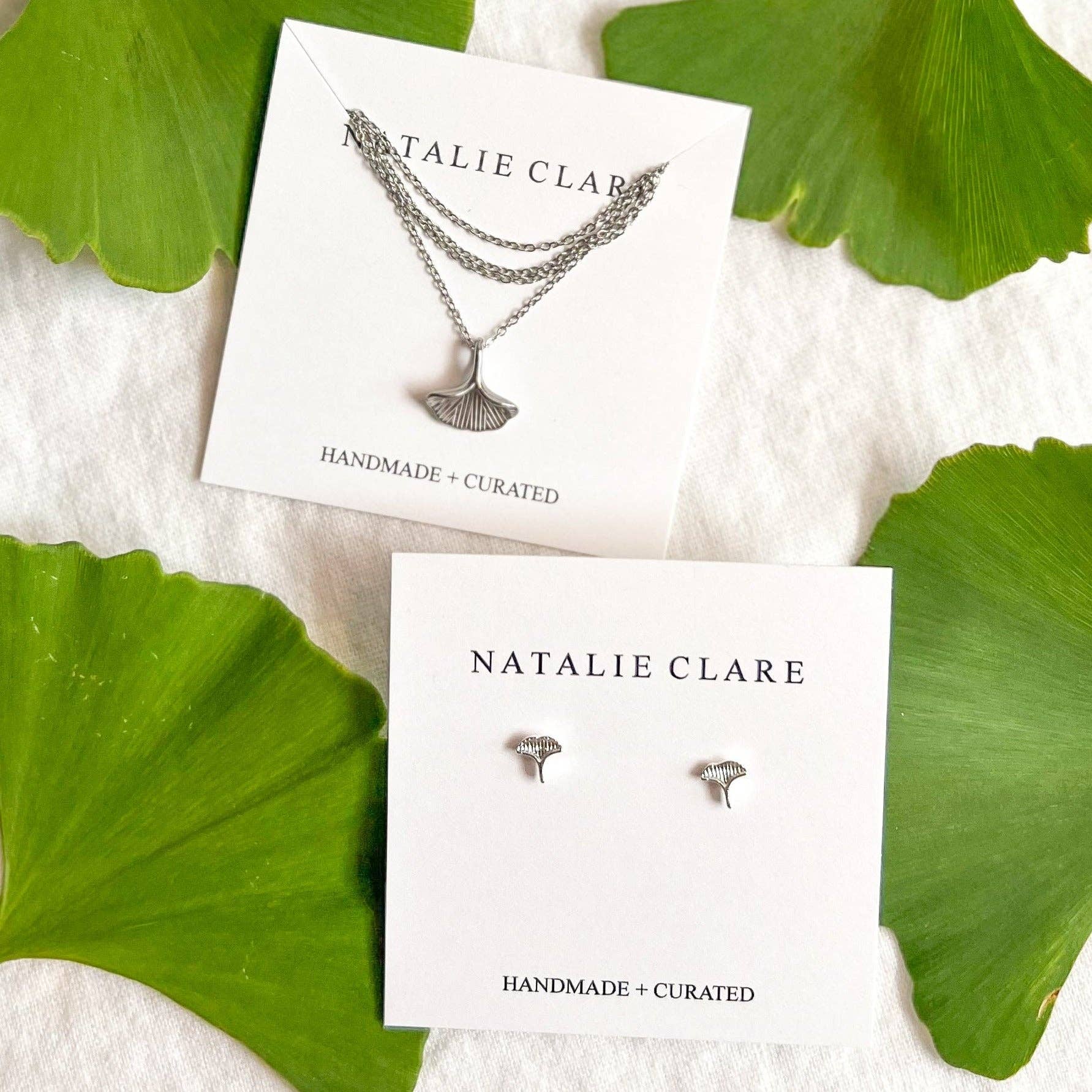 Natalie Clare Collections - Wholesale Stud/Post Earrings - Silver Ginkgo Stud Earrings3