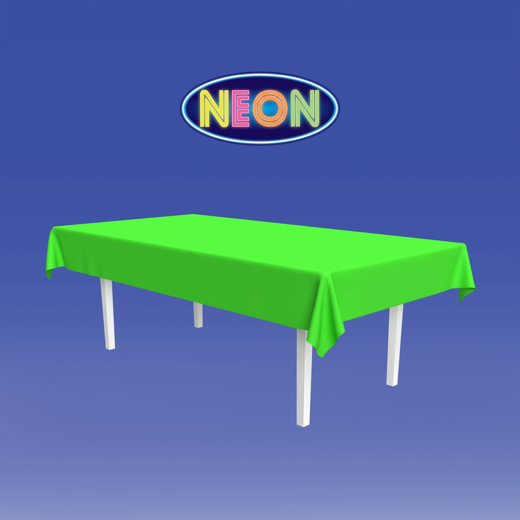 Beistle - Wholesale Tablecloth - Neon Lime Plastic Rectangular Tablecover, 54" x 108"4