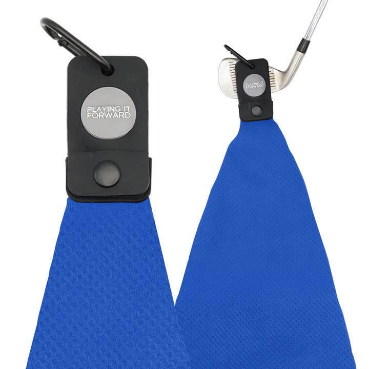 Playing It Forward - Wholesale Sports Towel - Magnetic Microfiber Golf Towel with Clip - Bright Blue
