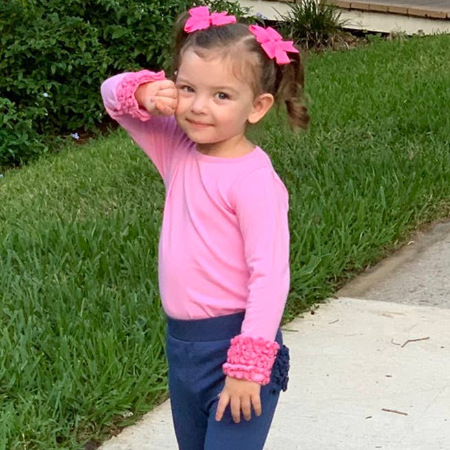 AnnLoren - Vendita all'ingrosso Maglietta - Bambini - Camicia a maniche lunghe a strati con volant rosa da bambina AnnLoren3