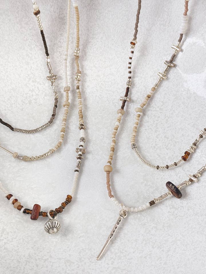 Neutral Beaded Necklace Set No. 2 / Five One-of-a-Kind for wholesale by LoR