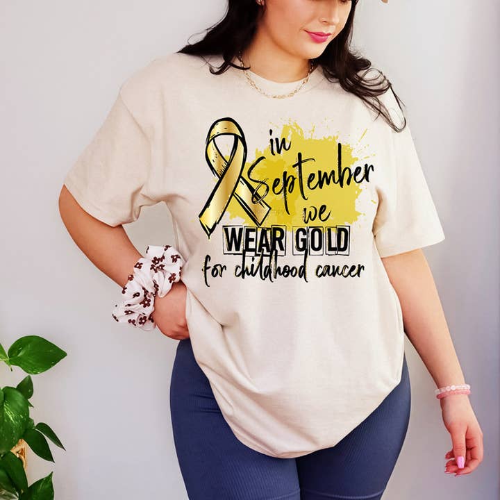 Trendy Transfers - Wholesale Sublimation Transfer - In September We Wear Gold DTF Heat Transfer0