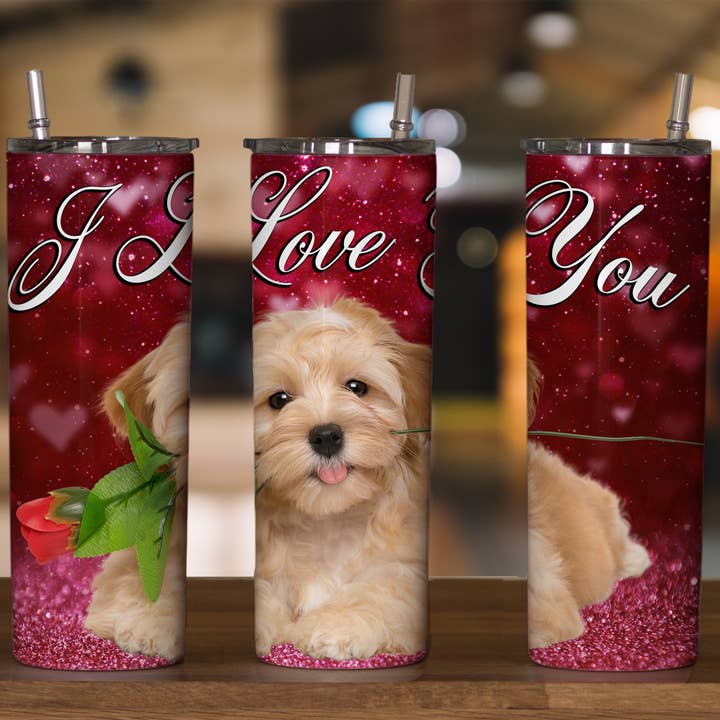 Cute Puppy I Love You for wholesale by Triple D's Tumblers n More