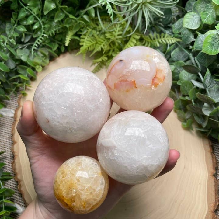 Copper Ashes - Wholesale Spiritual Stone/Crystal - Quartz Mixture Sphere with Agate and/ or Flower Agate Inclusions14