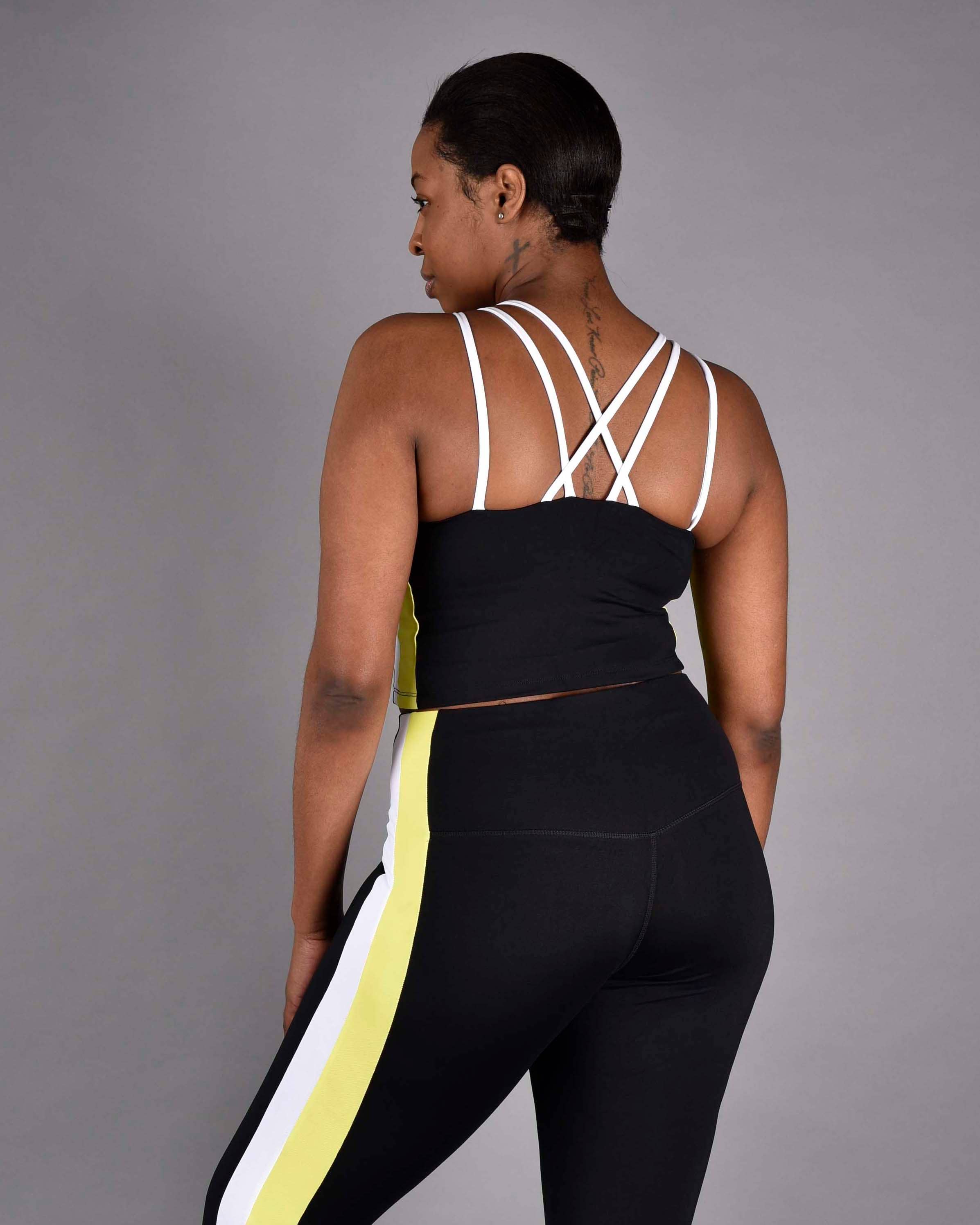 Wear Love More LLC - Wholesale Activewear Set - Women's - Kyra High Neck Matte Luxe Sports Bra in Neon/ Black 1