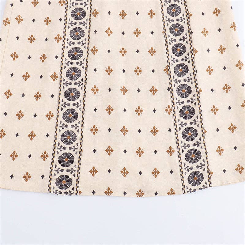 As Shown French Print Linen Midi Dress Summer Chic for wholesale on Faire3