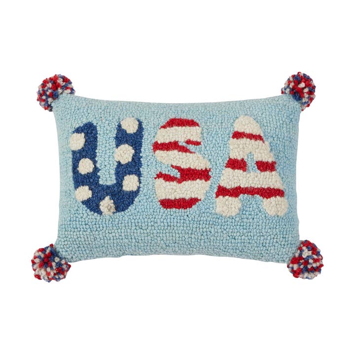 USA w/Pom Pom Hook Pillow for wholesale by Peking Handicraft