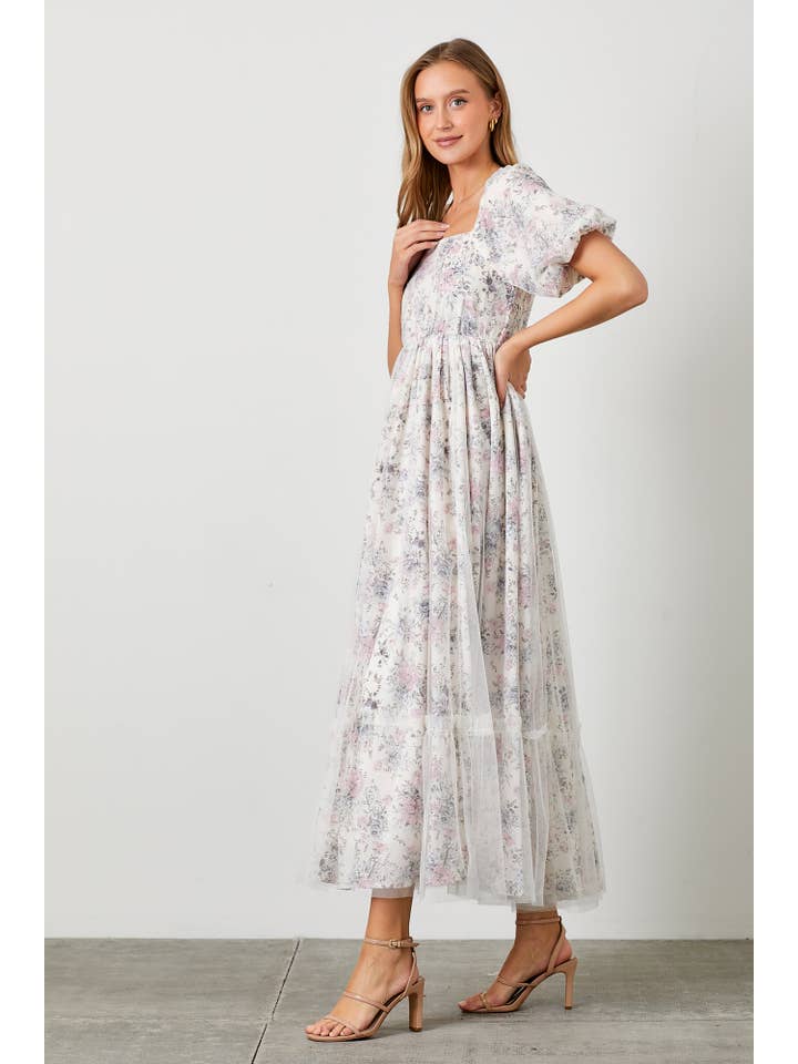 Polagram by Wellmade USA - Wholesale Dress - Women's - TULLE MESH OVERLAY MAXI DRESS