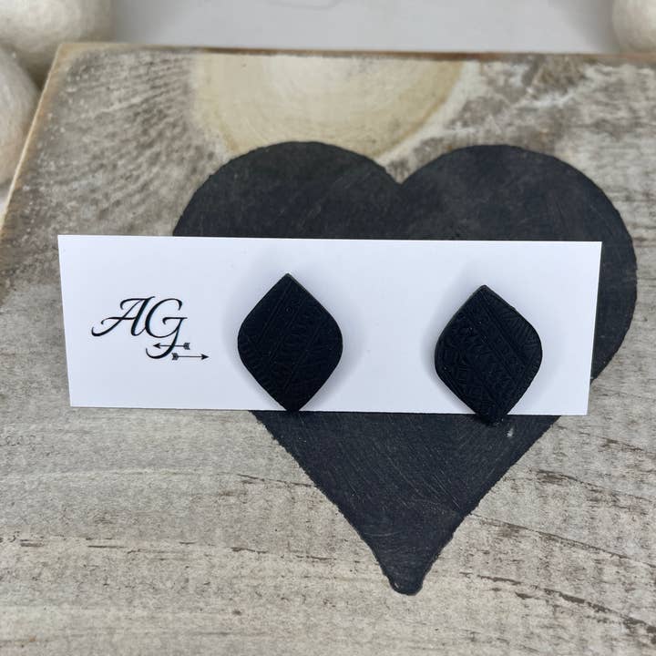 Black Mosaic Tear Drop Stud for wholesale by Arrow Girl Designs #———>