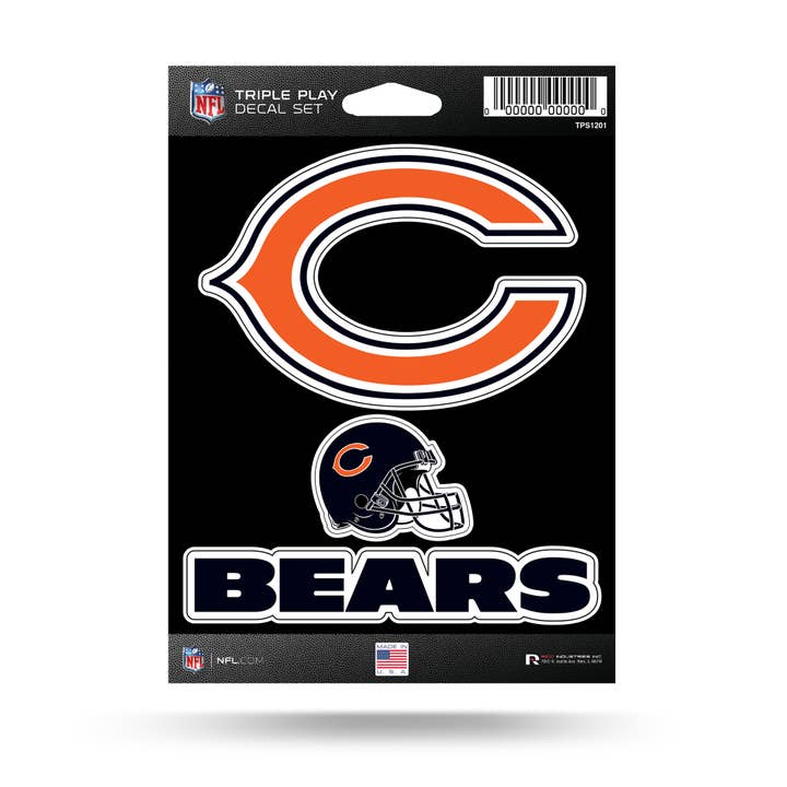 Rico Industries - Wholesale Sticker - Chicago Bears Triple Play Decal