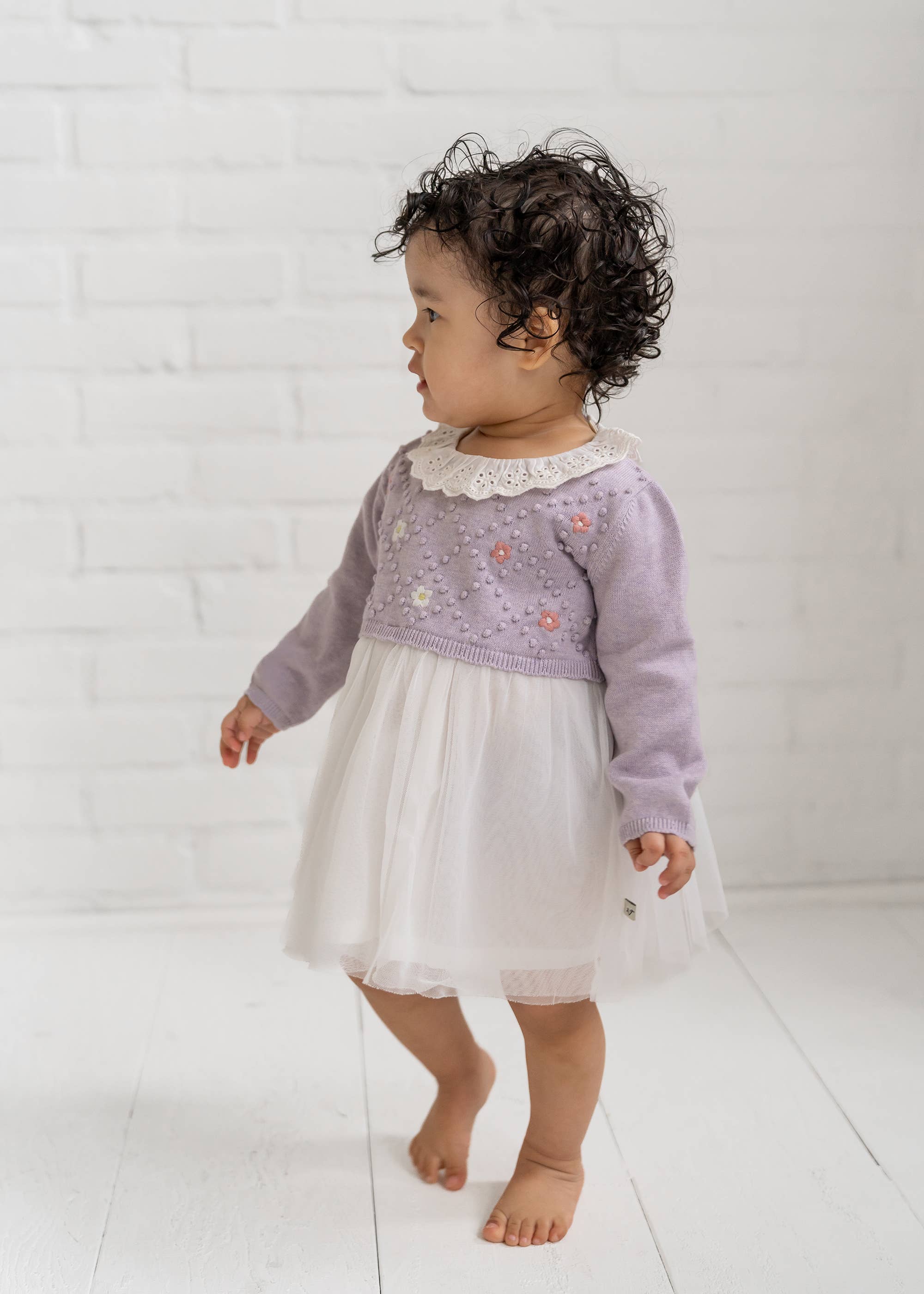 Viverano Organics - Wholesale Dress - Baby - Floral Embroidered Knit Tutu Dress (Organic Cotton)12