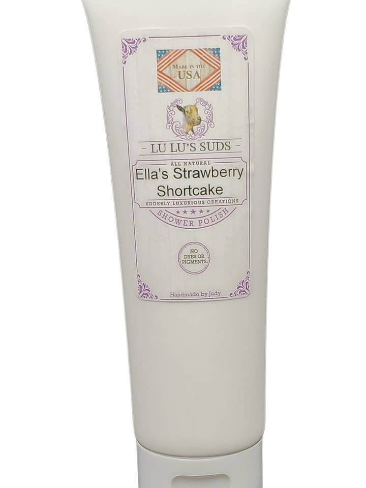 Ella's Strawberry Shortcake Shower Polish 8 oz. for wholesale by Lu Lu's Suds