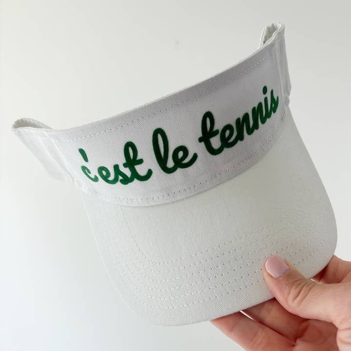 White C'est Le Tennis Visor for wholesale on Faire