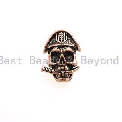 BestBeads&Beyond – Großhandel Individueller Charm/Anhänger – Antike Piraten Schädel Paracord Perlen, Paracord Survival Armband Perlen, KeyChain Lanyard machen Erkenntnisse, DIY Schmuck 15x21x11mm, sku #Y102
