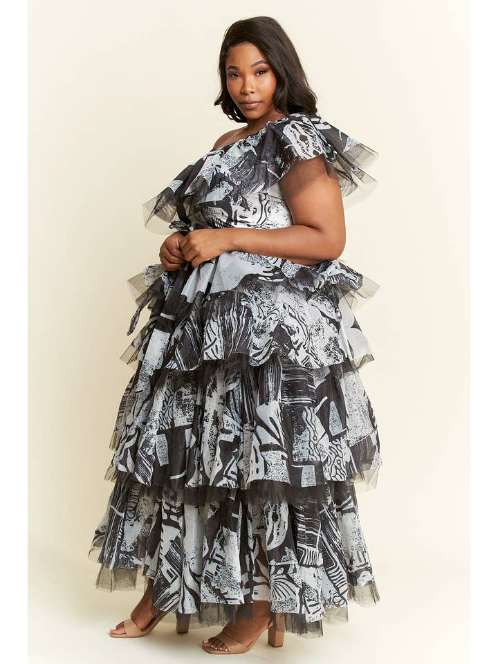 Namatt Design - Wholesale Top & Skirt Set - Women's - Plus One-Shoulder Ruffle Top & Maxi Ruffle Skirt Set14