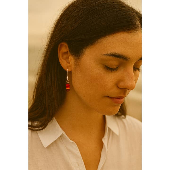 Oorbellen glaskralen, glanzende lens, Mina voor wholesale door perleperle