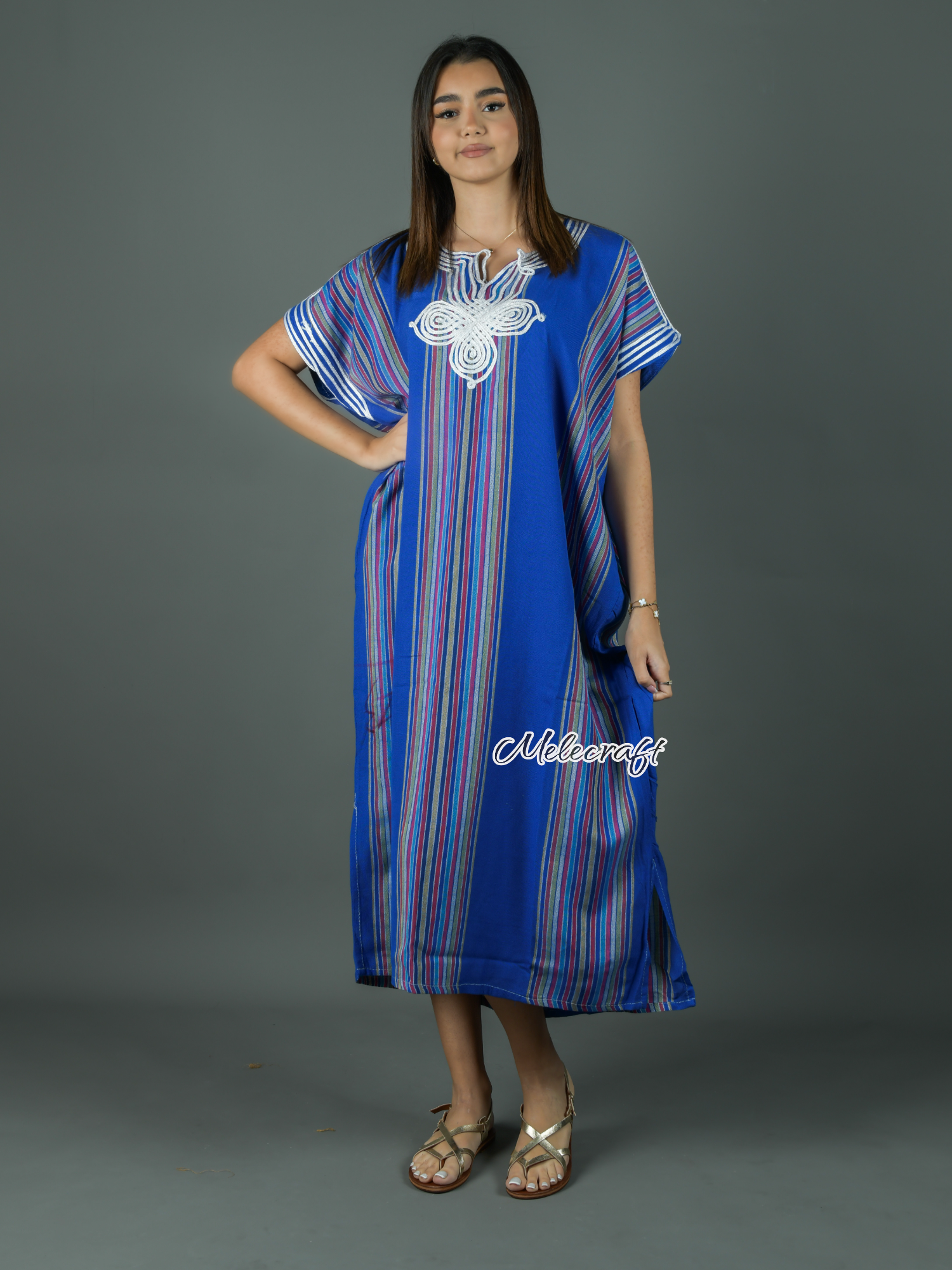 Melecraft - Wholesale Kaftan - Women's - Moroccan Striped Kaftan Dress for Women - Handmade Gandoura15