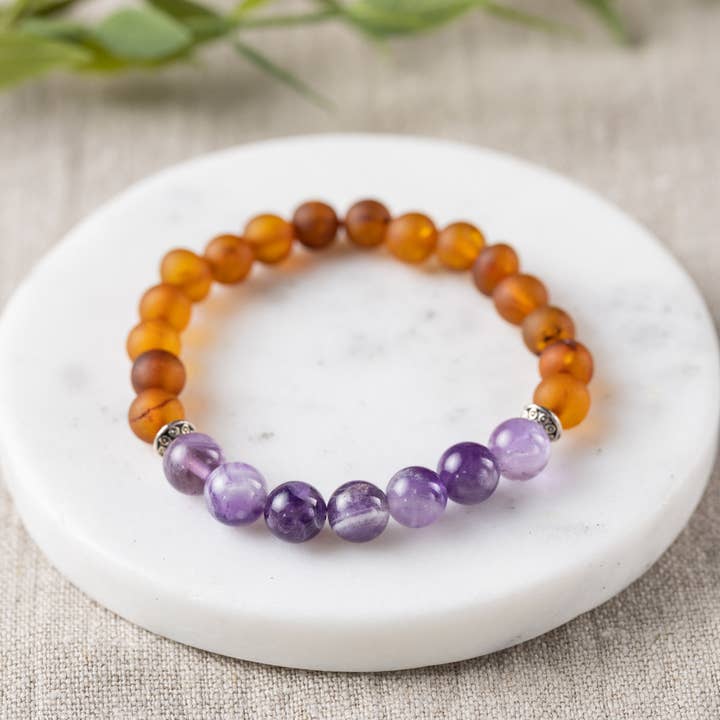 R.B. Amber Jewelry – wholesale Beaded bracelet – Adults | CHUNKY Baltic Amber + Gemstone Bracelets15