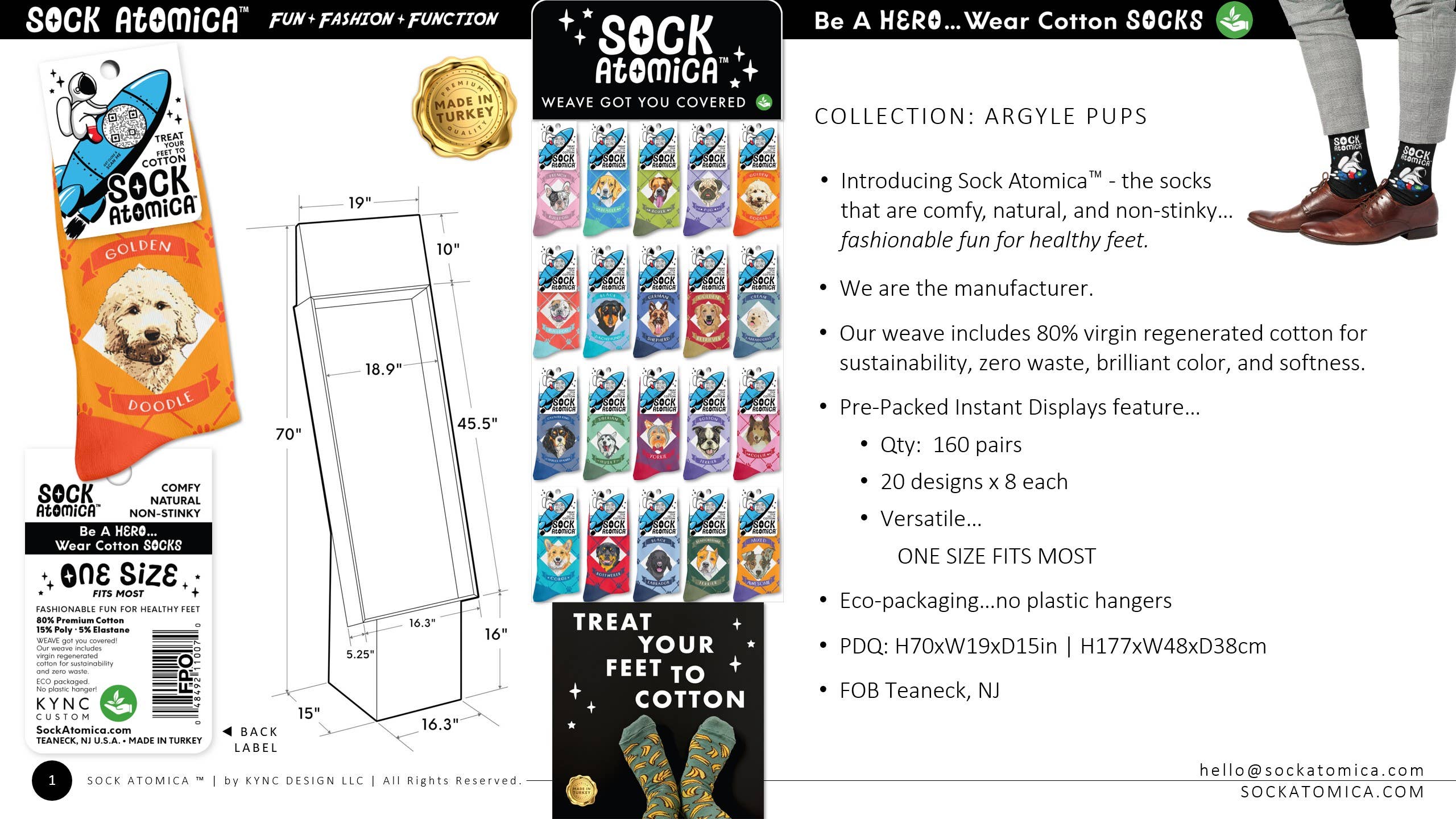 KYNC Custom - Wholesale Socks - Unisex - 160 Pairs Cotton Socks | Argyle Dog5