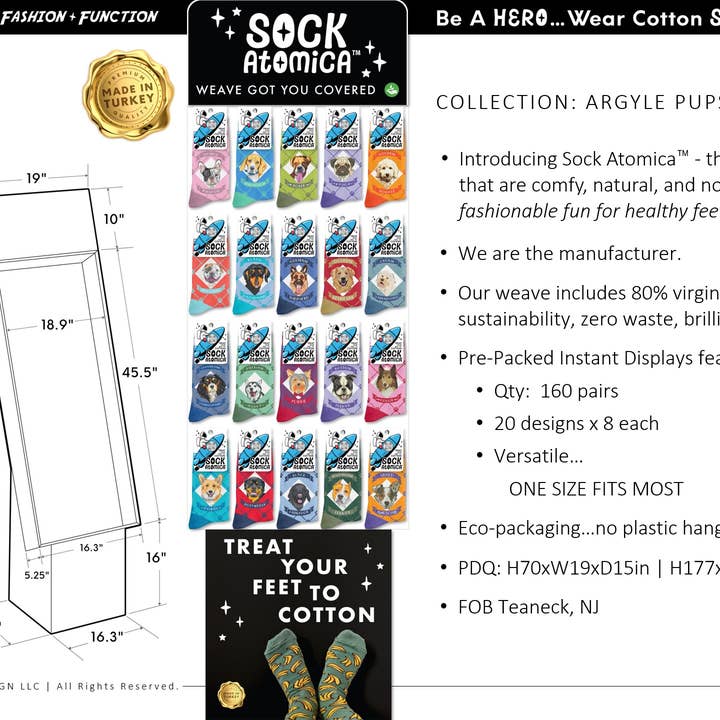 KYNC Custom - Wholesale Socks - Unisex - 160 Pairs Cotton Socks | Argyle Dog5