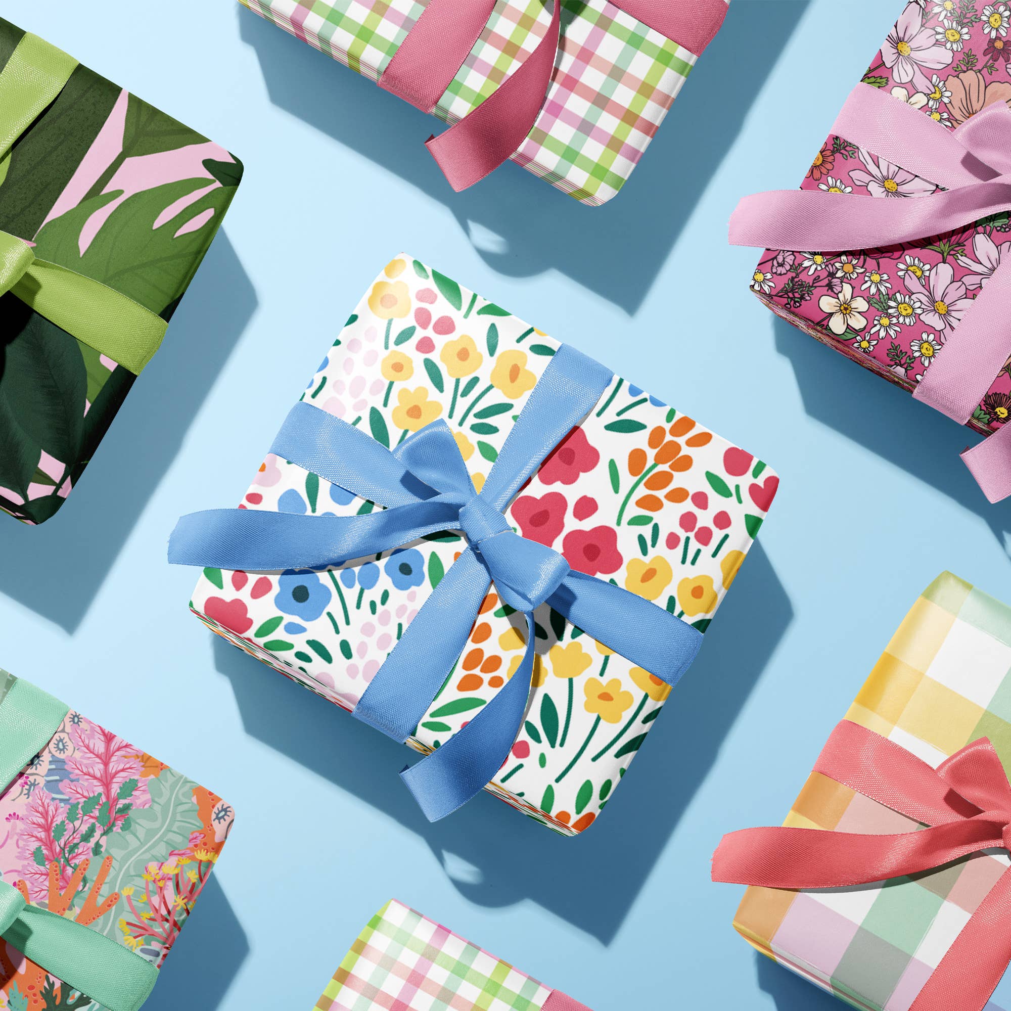 Oh So Daisy – wholesale Flat wrap – COTTAGECORE CHECK GINGHAM GIFT WRAP SHEET5