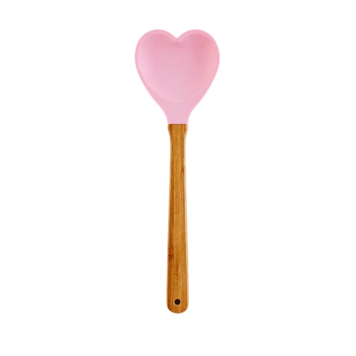Kitchen Silicone Spoon in Heart shape Soft Pink for wholesale by RicebyRice