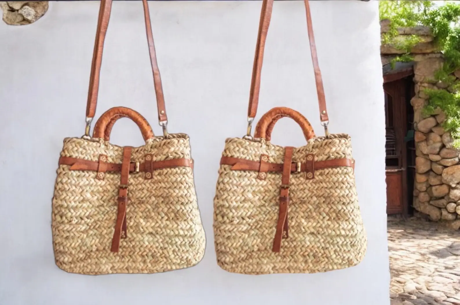 DarKech - Wholesale Draagtas - Dames - Handgemaakte stro tote tas met leren bandjes – Franse tas5