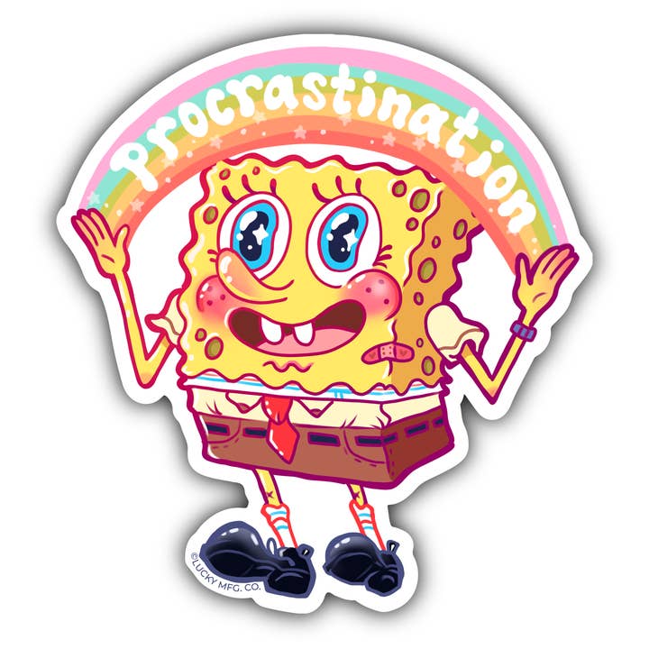 Spongebob Procrastination Parody Vinyl Sticker for wholesale by Lucky Mfg. Co.